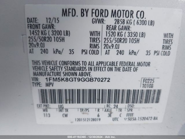 1FM5K8GT9GGB70272  - FORD EXPLORER  2016 IMG - 8