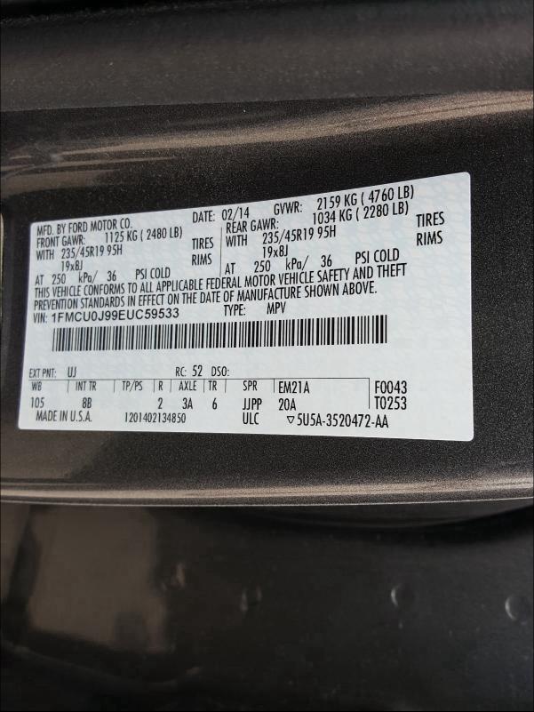 1FMCU0J99EUC59533 AH7069OM - FORD ESCAPE  2014 IMG - 9