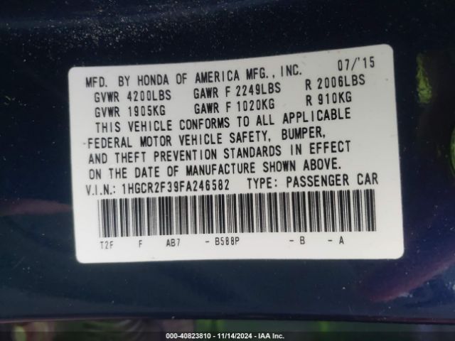 1HGCR2F39FA246582  - HONDA ACCORD  2015 IMG - 8