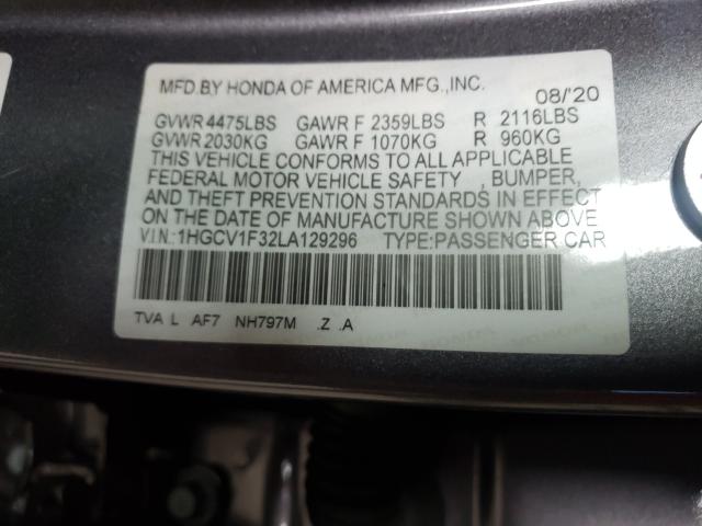 1HGCV1F32LA129296 KA6095EM - HONDA ACCORD  2020 IMG - 9