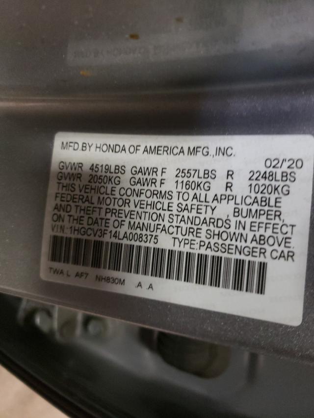 1HGCV3F14LA008375 AI0079CK - HONDA ACCORD  2020 IMG - 9