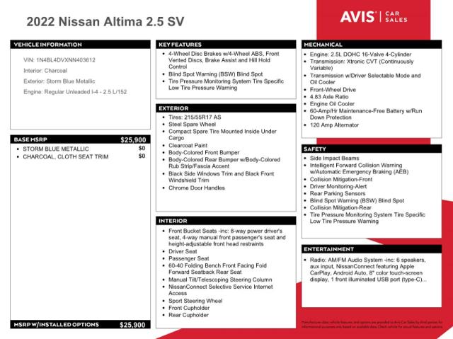 1N4BL4DVXNN403612  - NISSAN ALTIMA SV  2022 IMG - 11