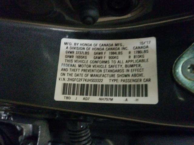 2HGFC2F74JH503322 AX6788KB - HONDA CIVIC  2017 IMG - 9