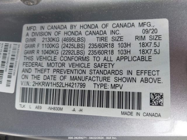 2HKRW1H52LH421799  - HONDA CR-V  2020 IMG - 8