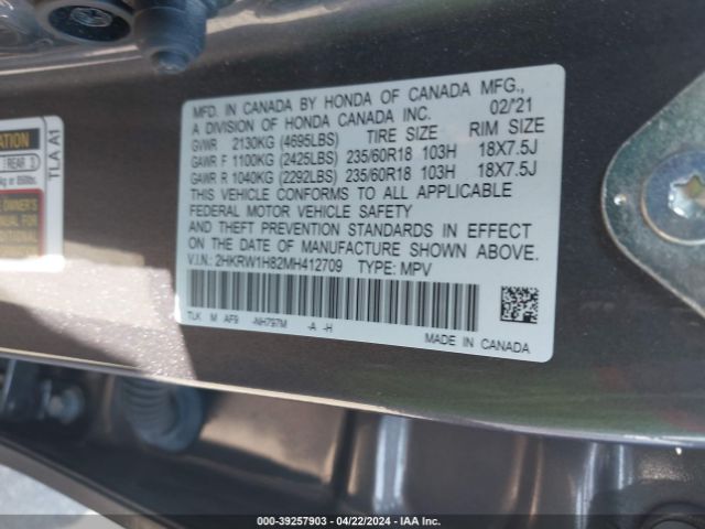 2HKRW1H82MH412709  - HONDA CR-V  2021 IMG - 8