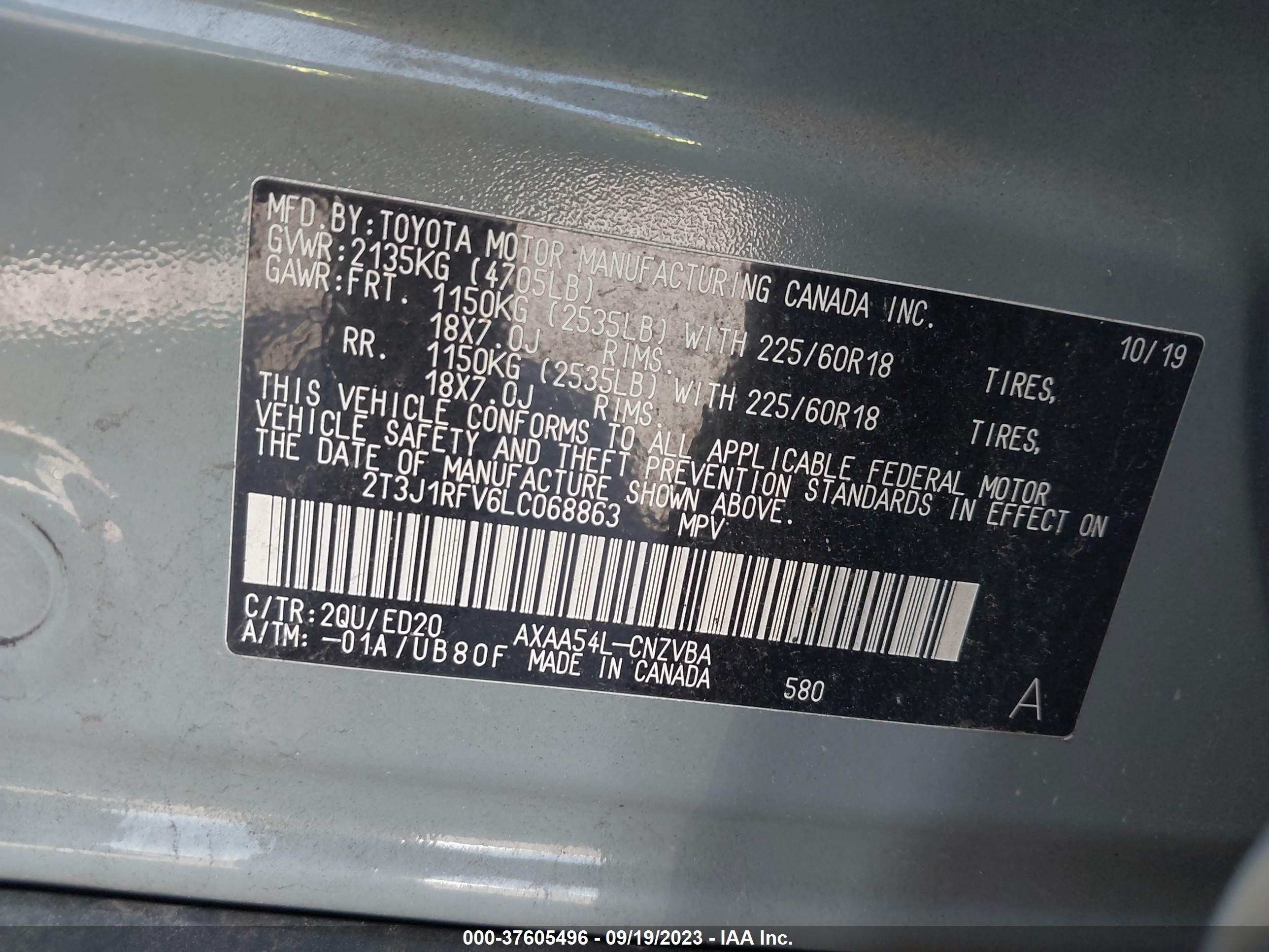 2T3J1RFV6LC068863  - TOYOTA RAV 4  2020 IMG - 8