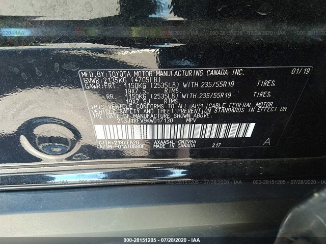 2T3J1RFV9KW017130 AA3027PB - TOYOTA RAV4  2019 IMG - 8