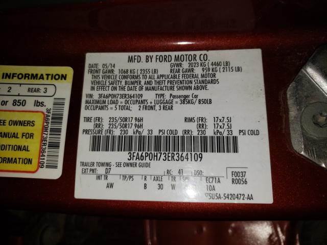 3FA6P0H73ER364109 AB5499IC - FORD FUSION  2014 IMG - 9