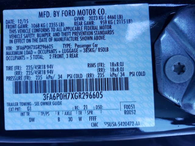 3FA6P0H7XGR296605 CA3920IC - FORD FUSION  2015 IMG - 9