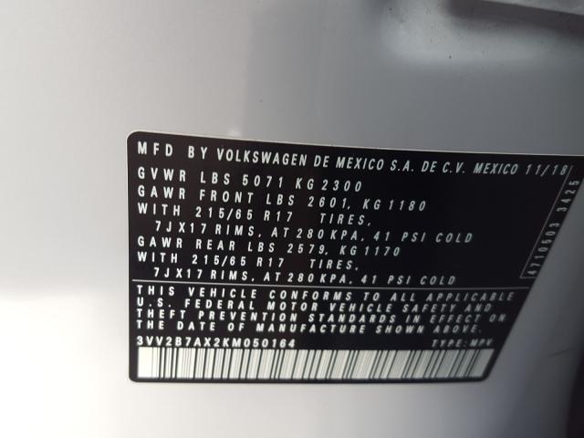 3VV2B7AX2KM050164 AI3121MT - VOLKSWAGEN TIGUAN  2018 IMG - 9