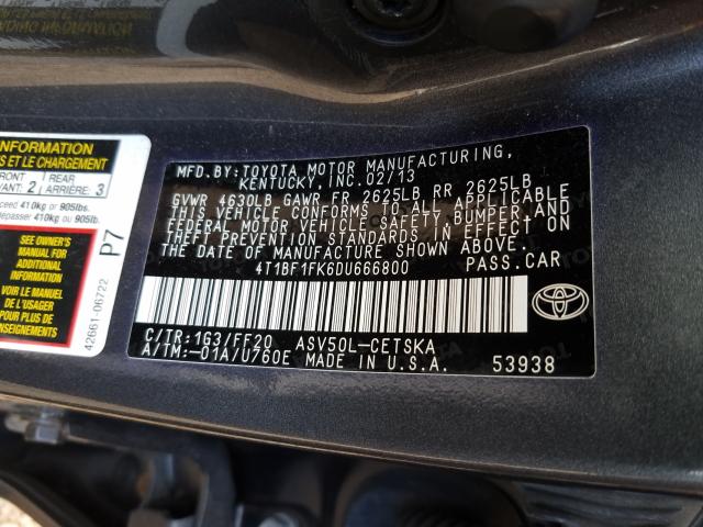 4T1BF1FK6DU666800 BH2441OE - TOYOTA CAMRY  2013 IMG - 9