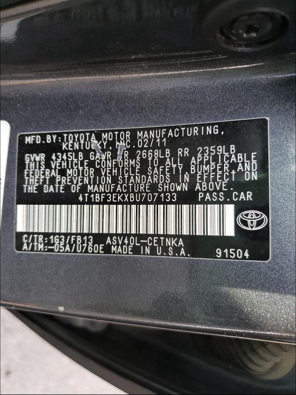 4T1BF3EKXBU707133 KM7737KM\
                 - TOYOTA CAMRY  2011 IMG - 9