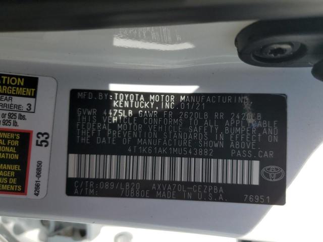 4T1K61AK1MU543882  - TOYOTA CAMRY XSE  2021 IMG - 11