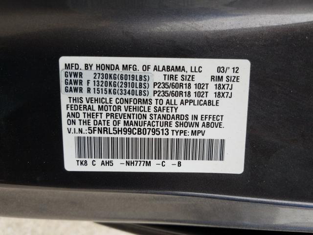 5FNRL5H99CB079513 CA8252IK - HONDA ODYSSEY  2012 IMG - 9