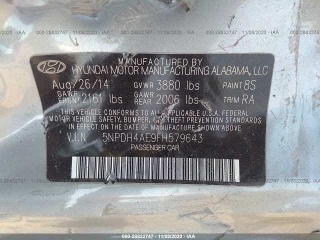 5NPDH4AE9FH579643 AP4866II - HYUNDAI ELANTRA  2014 IMG - 8