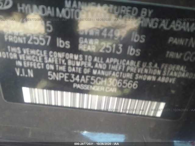 5NPE34AF5GH306566 KA6920EC - HYUNDAI SONATA  2015 IMG - 8