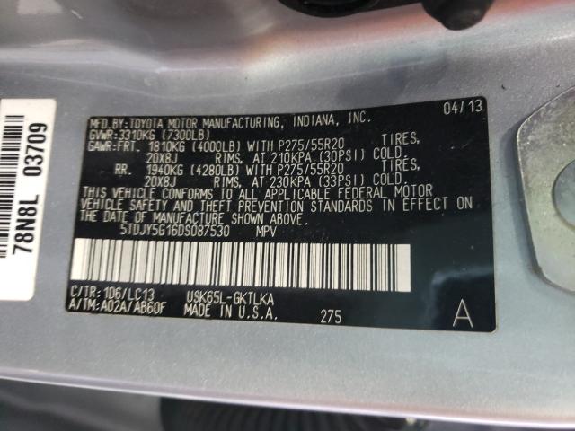 5TDJY5G16DS087530 BH2297OH - TOYOTA SEQUOIA  2013 IMG - 9