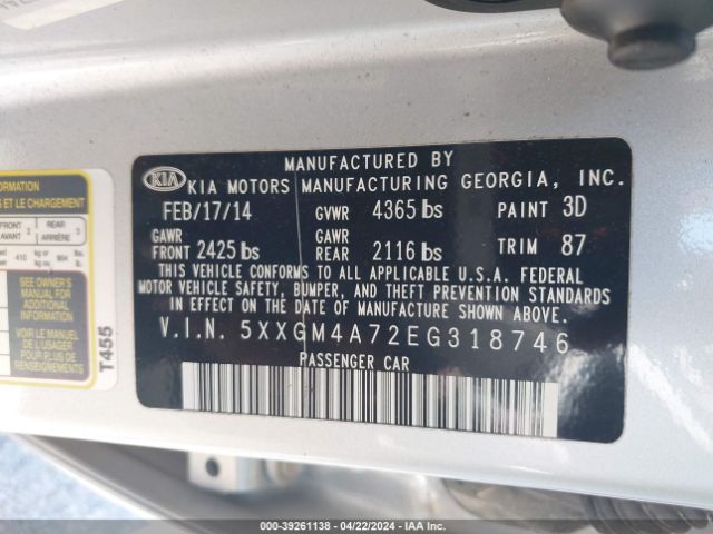 5XXGM4A72EG318746  - KIA OPTIMA  2014 IMG - 8