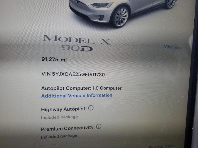 5YJXCAE25GF001730  - TESLA MODEL X  2016 IMG - 8