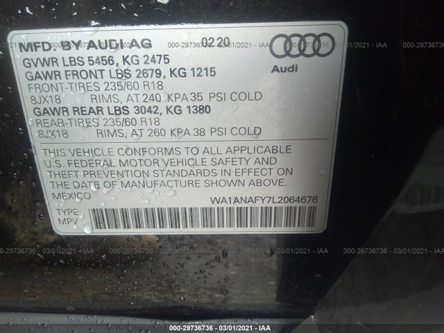 WA1ANAFY7L2064676 BC4625OC - AUDI Q5  2020 IMG - 8