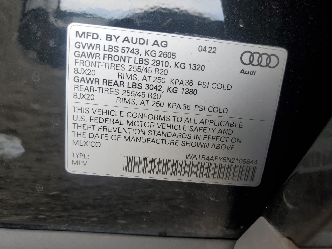 WA1B4AFY6N2109844 BC2332MC - AUDI SQ5  2022 IMG - 11