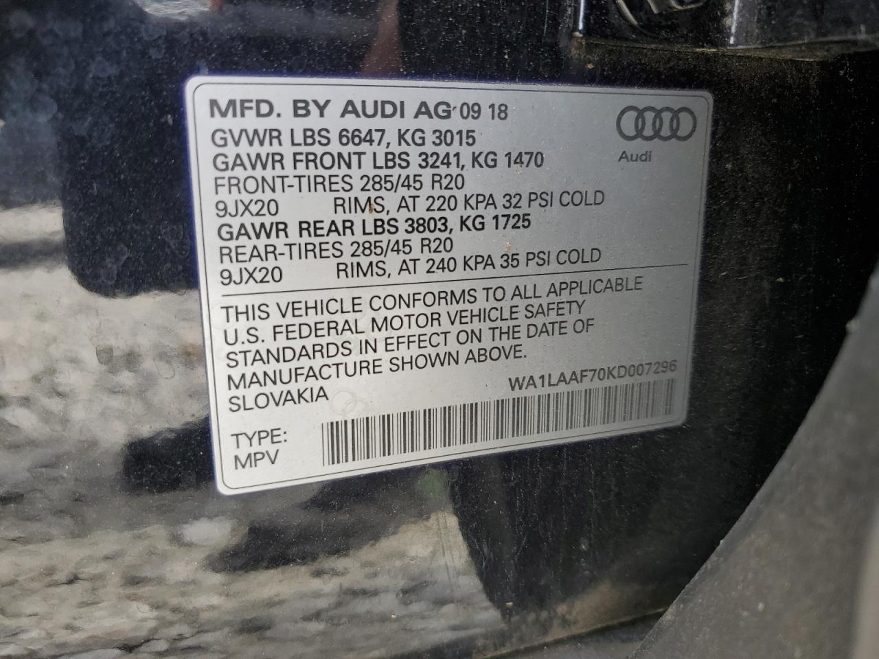 WA1LAAF70KD007296 KA0105MI - AUDI Q7  2018 IMG - 12