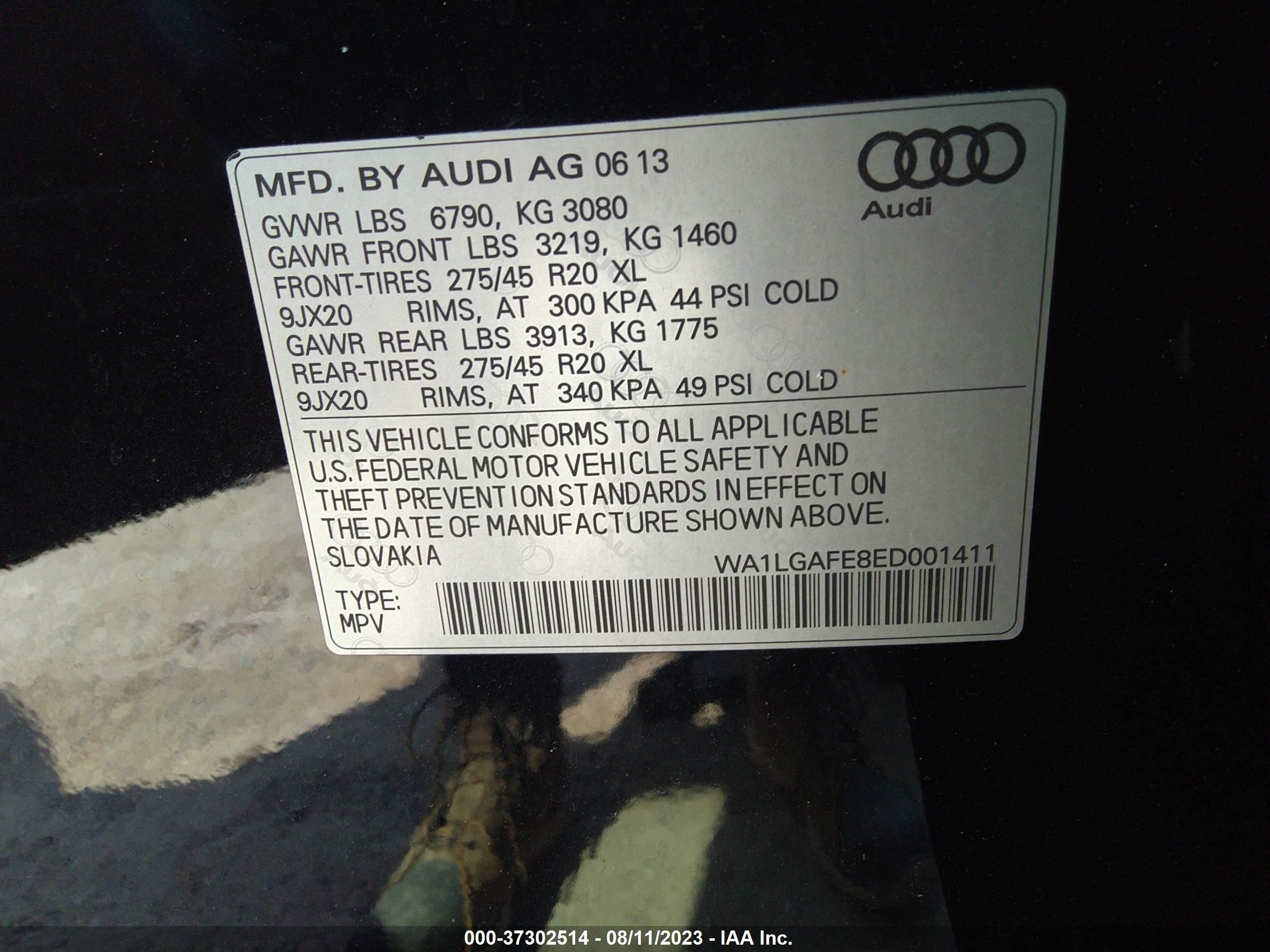 WA1LGAFE8ED001411 BE7794NA - AUDI Q7  2014 IMG - 8