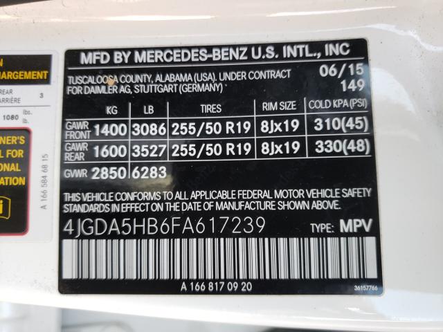 4JGDA5HB6FA617239 AE5005IK - MERCEDES-BENZ ML-350  2015 IMG - 9