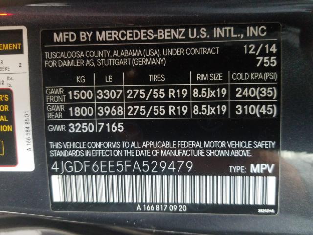 4JGDF6EE5FA529479  - MERCEDES-BENZ GL 450 4MA  2015 IMG - 9