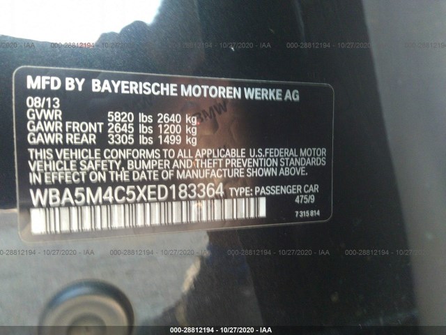 WBA5M4C5XED183364 BH0402OM - BMW 5 SERIES  2013 IMG - 8