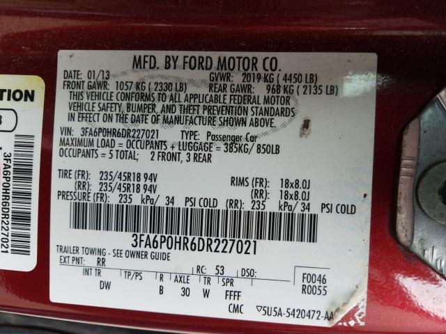 3FA6P0HR6DR227021  - FORD FUSION SE  2013 IMG - 9