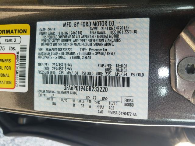 3FA6P0T94GR233220 AB3094IC - FORD FUSION  2015 IMG - 9