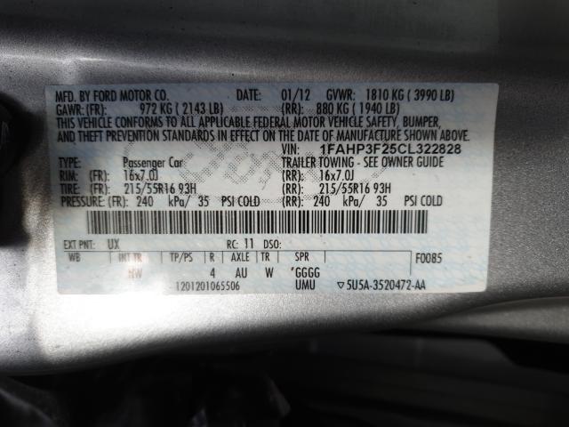 1FAHP3F25CL322828 BC6964MX - FORD FOCUS  2012 IMG - 9