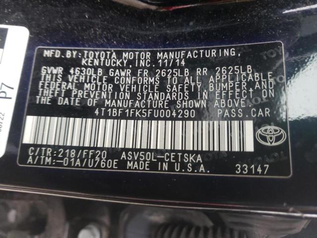 4T1BF1FK5FU004290  - TOYOTA CAMRY LE  2015 IMG - 9