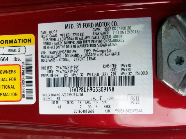 1FATP8UH9G5309198 AB3501IC - FORD MUSTANG  2016 IMG - 9