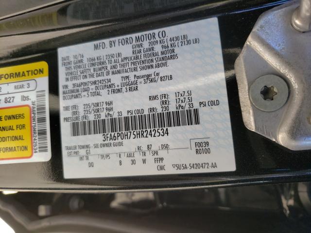 3FA6P0H75HR242534 BK2967HT - FORD FUSION  2016 IMG - 9