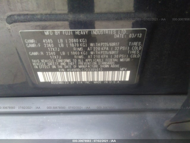 4S4BRBLC7D3305012 AE1881IP - SUBARU OUTBACK  2013 IMG - 8