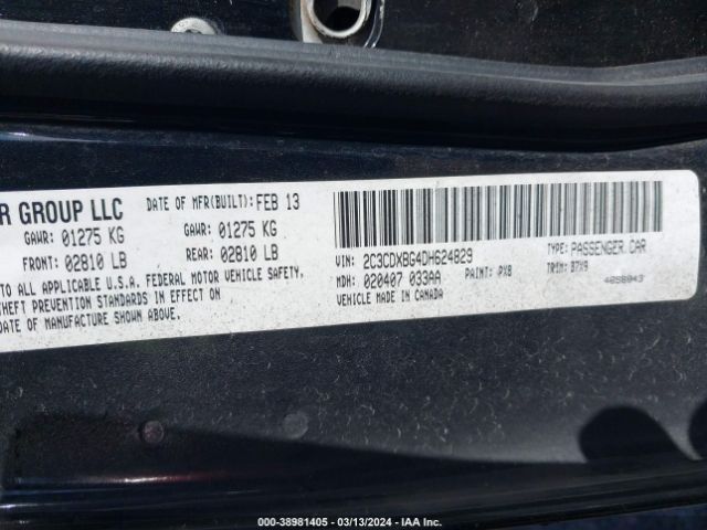 2C3CDXBG4DH624829  - DODGE CHARGER  2013 IMG - 8