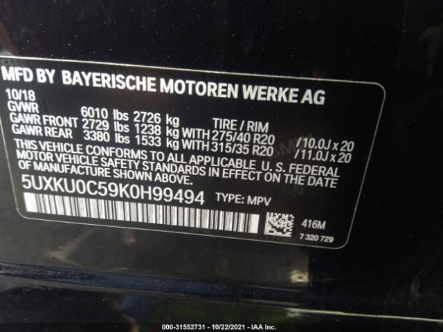5UXKU0C59K0H99494  - BMW X6  2019 IMG - 8