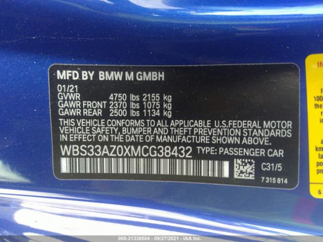 WBS33AZ0XMCG38432  - BMW M4  2021 IMG - 8