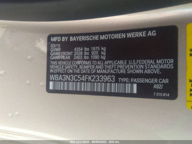 WBA3N3C54FK233963  - BMW 4 SERIES  2015 IMG - 8