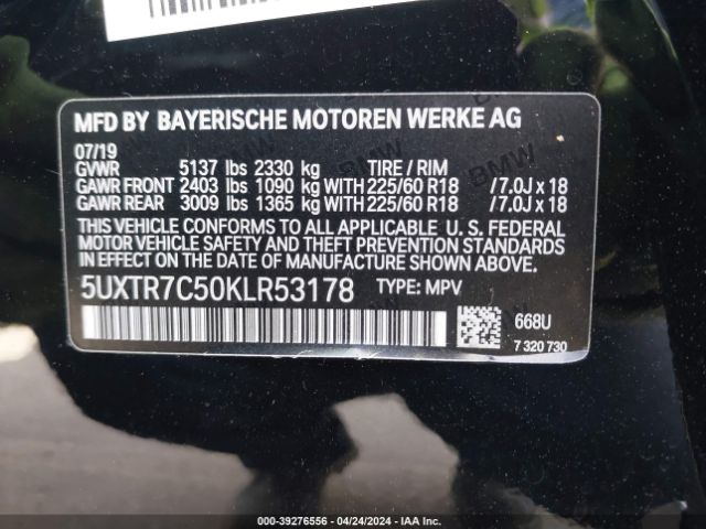 5UXTR7C50KLR53178  - BMW X3  2019 IMG - 8