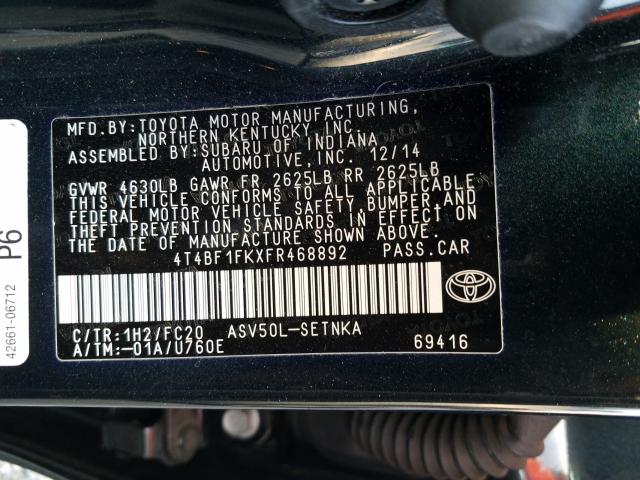 4T4BF1FKXFR468892 AX3207OB - TOYOTA CAMRY  2014 IMG - 9