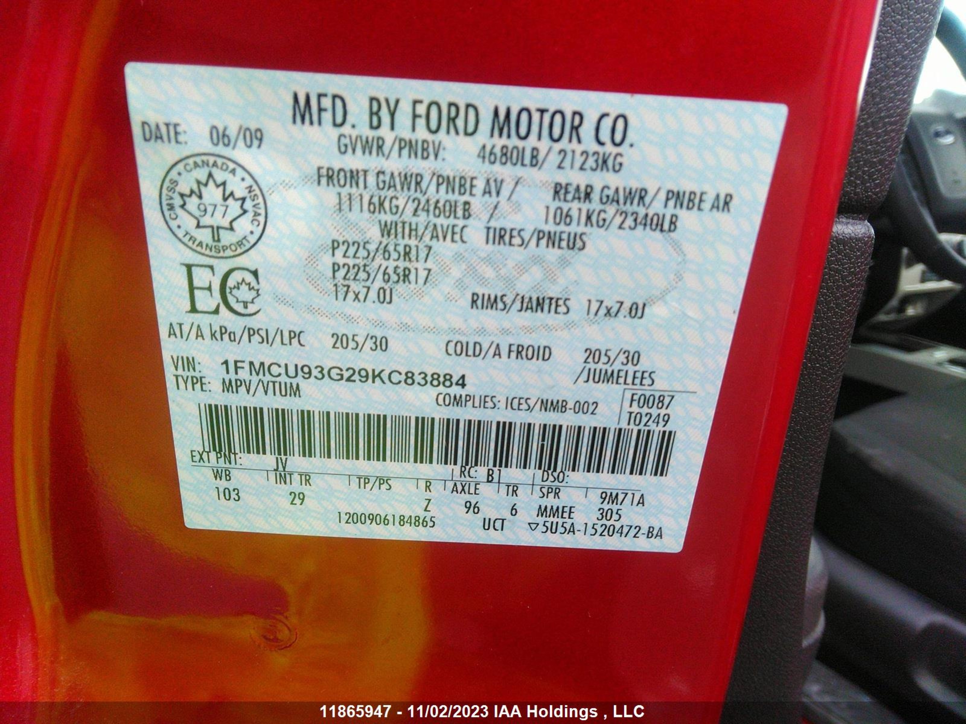 1FMCU93G29KC83884  - FORD ESCAPE  2009 IMG - 8