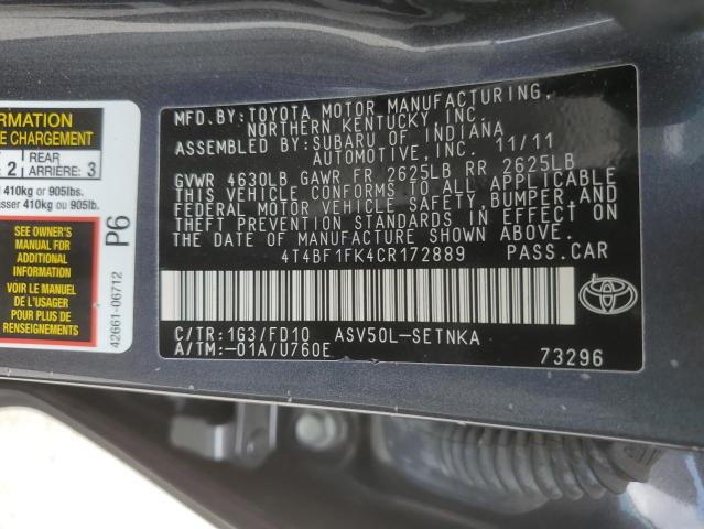 4T4BF1FK4CR172889  - TOYOTA CAMRY  2012 IMG - 11
