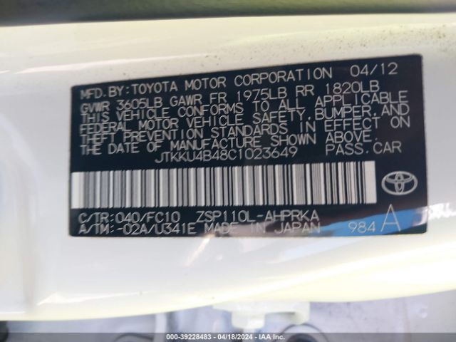 JTKKU4B48C1023649  - TOYOTA SCION XD  2012 IMG - 8