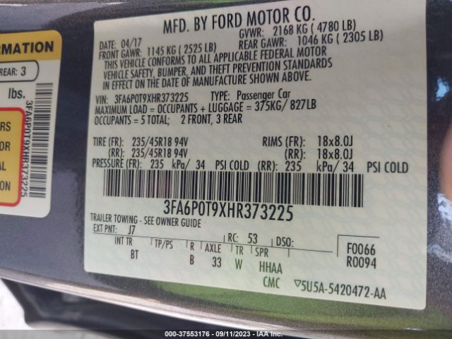 3FA6P0T9XHR373225  - FORD FUSION  2017 IMG - 8