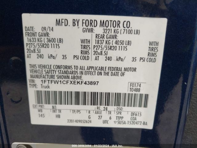 1FTFW1CFXEKF43897  - FORD F-150  2014 IMG - 8
