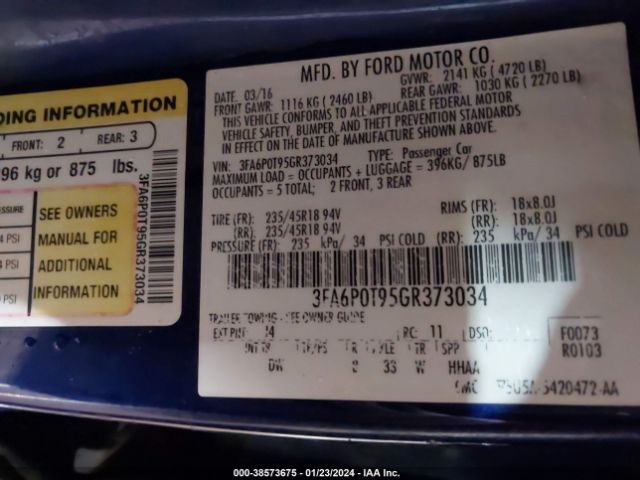 3FA6P0T95GR373034  - FORD FUSION  2016 IMG - 8