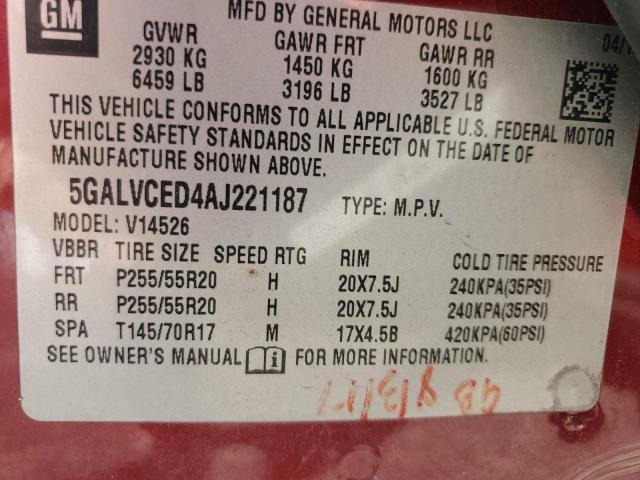 5GALVCED4AJ221187  - BUICK ENCLAVE  2010 IMG - 12
